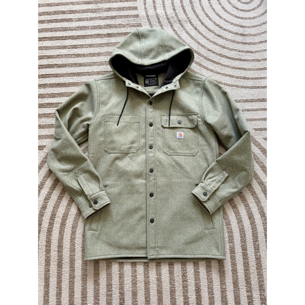 Carhartt Rain Defender Hooded Shirt Jacket Mens S /‎ Womens M Fleece Windbreaker